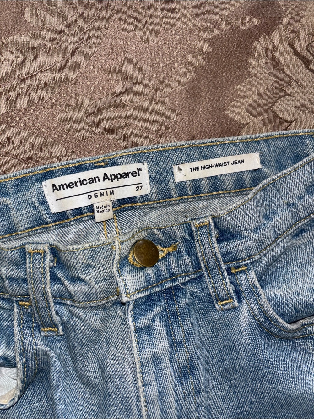 American Apparel High-Rise Jeans in Light Blue Wash